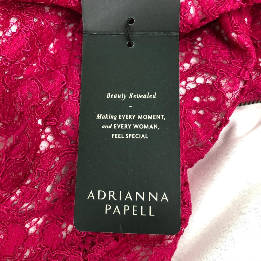 NWT Adrianna Papell Hot Pink Floral Lace Dress - Picture 9 of 10